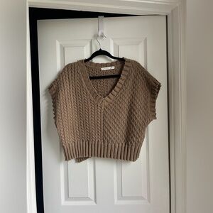 Altar'd State Tan V-Neck Sweater Vest